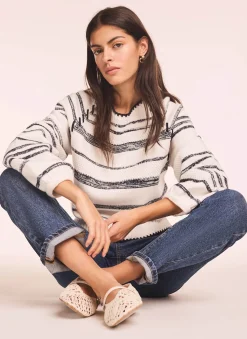 Outlet White Striped Cotton Blend Jumper Jumpers|Jumpers & Cardigans