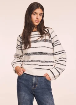 Outlet White Striped Cotton Blend Jumper Jumpers|Jumpers & Cardigans