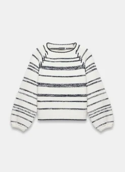 Outlet White Striped Cotton Blend Jumper Jumpers|Jumpers & Cardigans