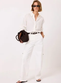 Sale White Utility Chino Wide Leg Trousers Wide Leg Trousers|Trousers
