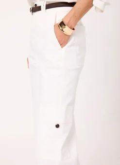 Sale White Utility Chino Wide Leg Trousers Wide Leg Trousers|Trousers