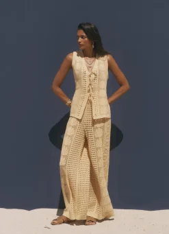 Hot Crochet Shell Tie Front Top All Tops|Tops
