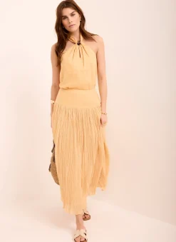 New Drop Waist Crinkle Midi Skirt Midi Skirts|Skirts