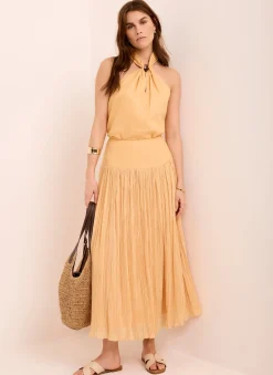 New Drop Waist Crinkle Midi Skirt Midi Skirts|Skirts