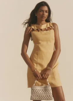 Discount Linen Beaded Mini Dress Summer Dresses|Mini Dresses
