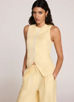 Linen Blend Longline Waistcoat Waistcoats