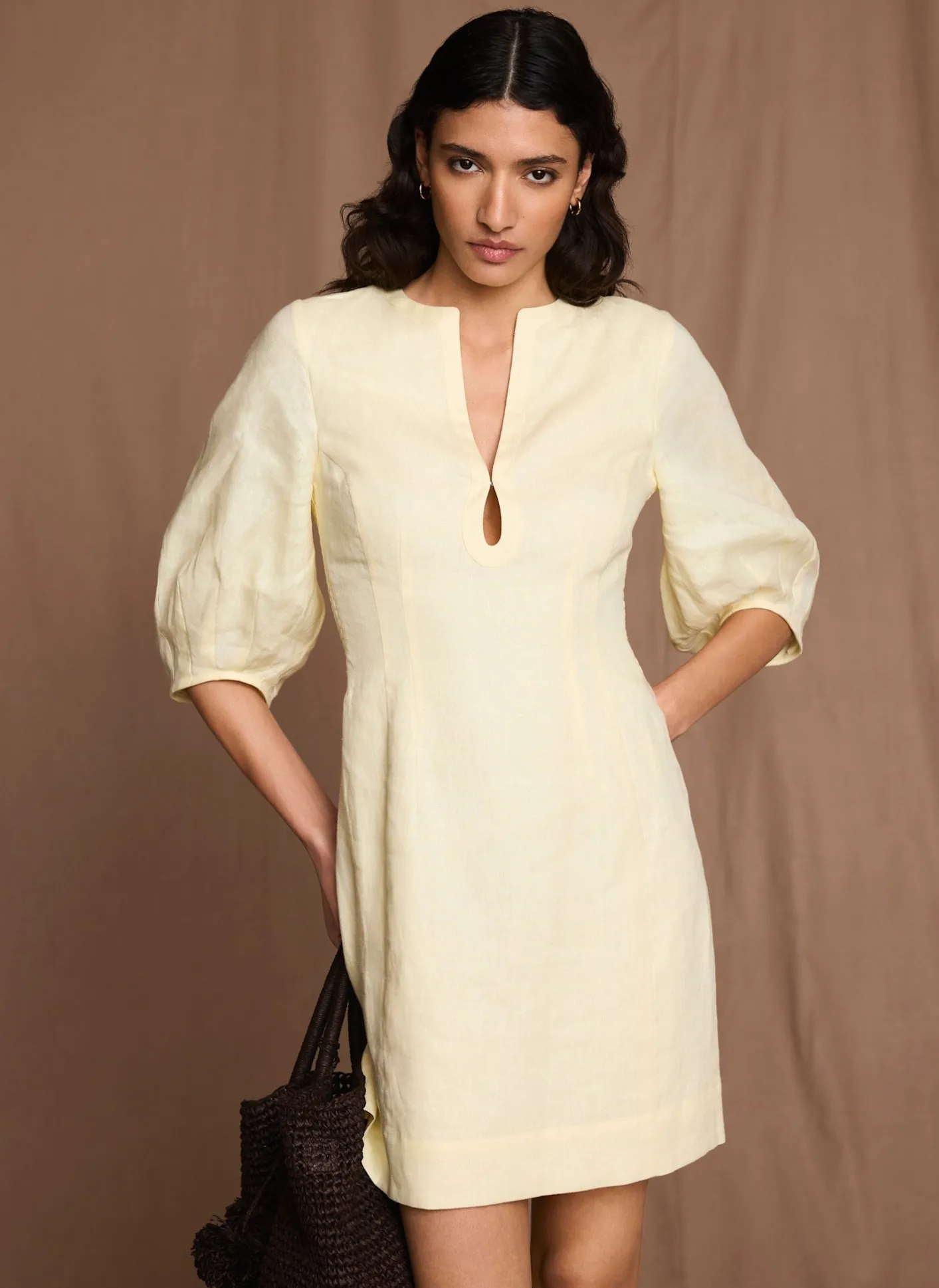 Best Linen Puff Sleeve Mini Dress Summer Dresses|Mini Dresses