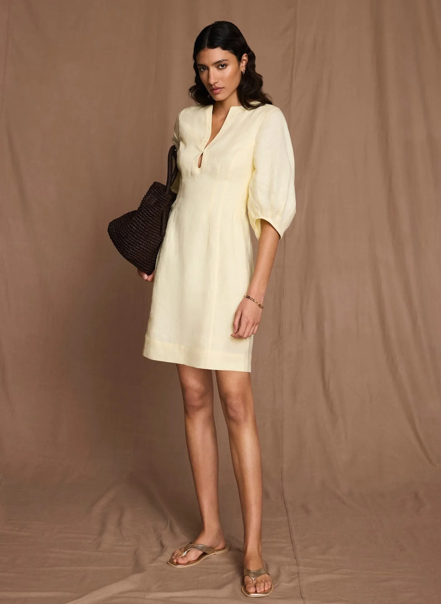 Best Linen Puff Sleeve Mini Dress Summer Dresses|Mini Dresses