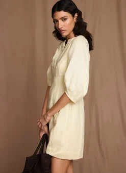 Best Linen Puff Sleeve Mini Dress Summer Dresses|Mini Dresses