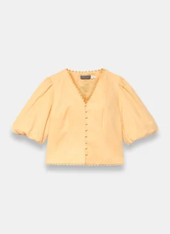 Online Linen Puff Sleeve Top All Tops|Tops