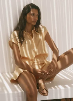New Linen Scallop Hem Shorts Shorts|Trousers