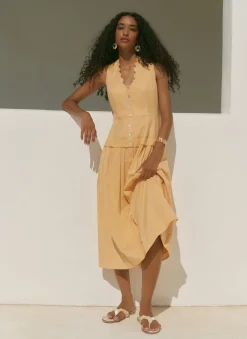 Ramie Drop Waist Midi Dress Summer Dresses|Midi Dresses