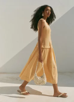 Ramie Drop Waist Midi Dress Summer Dresses|Midi Dresses