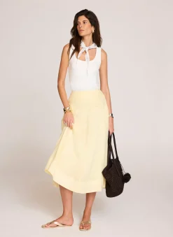 Online Ramie Drop Waist Midi Skirt Midi Skirts|Skirts
