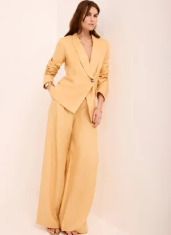 Sale Ramie Single Breasted Blazer Jackets