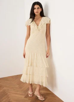 Ruffle Print Midi Dress Midi Dresses|Printed Dresses