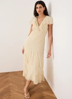 Ruffle Print Midi Dress Midi Dresses|Printed Dresses