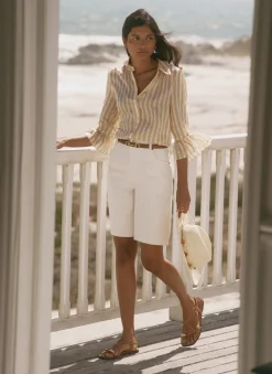 New Striped Ruffle Detail Shirt Shirts & Blouses|All Tops